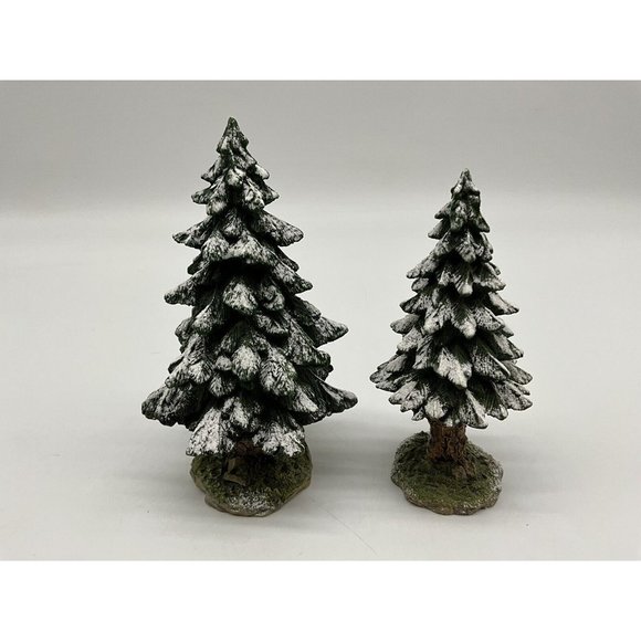 Dept 56 Village Vintage Snowy Scotch Pines Set of 2 Christmas Decor - Picture 11 of 14